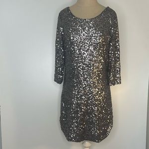 Lauren Conrad Grey Sequin Dress Medium